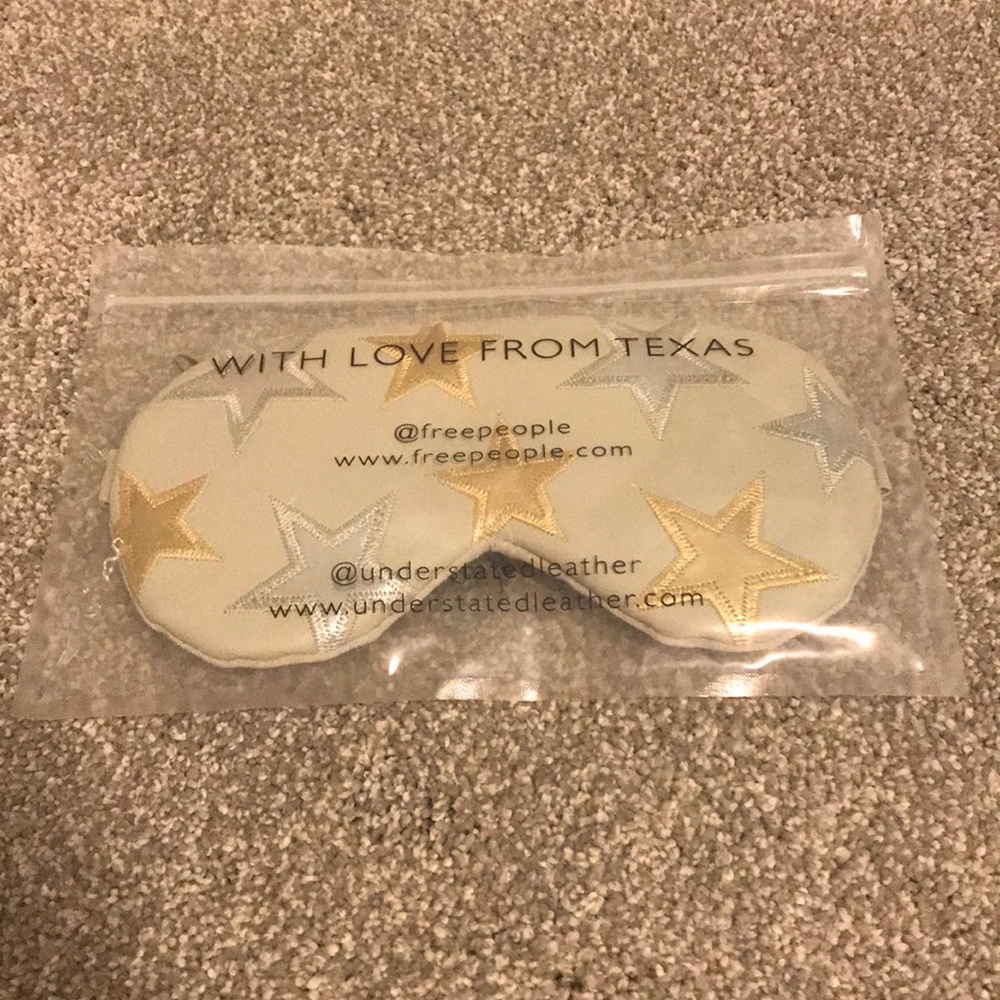 New silver gold Free People leather sleep/spa mask